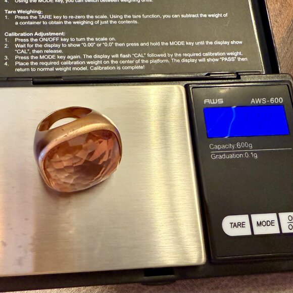 Fabulous imposter Pomellato ring huge stone, rose gold tone band size 7 - Picture 8 of 9